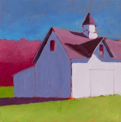 "Spring Light" peinture contemporaine de paysage de grange