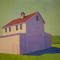 'Summer Light', Contemporary Modern Farm Landscape Acrylic Painting