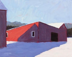 "Winter's Shadow" Contemporary Winter Barn Landscape Painting