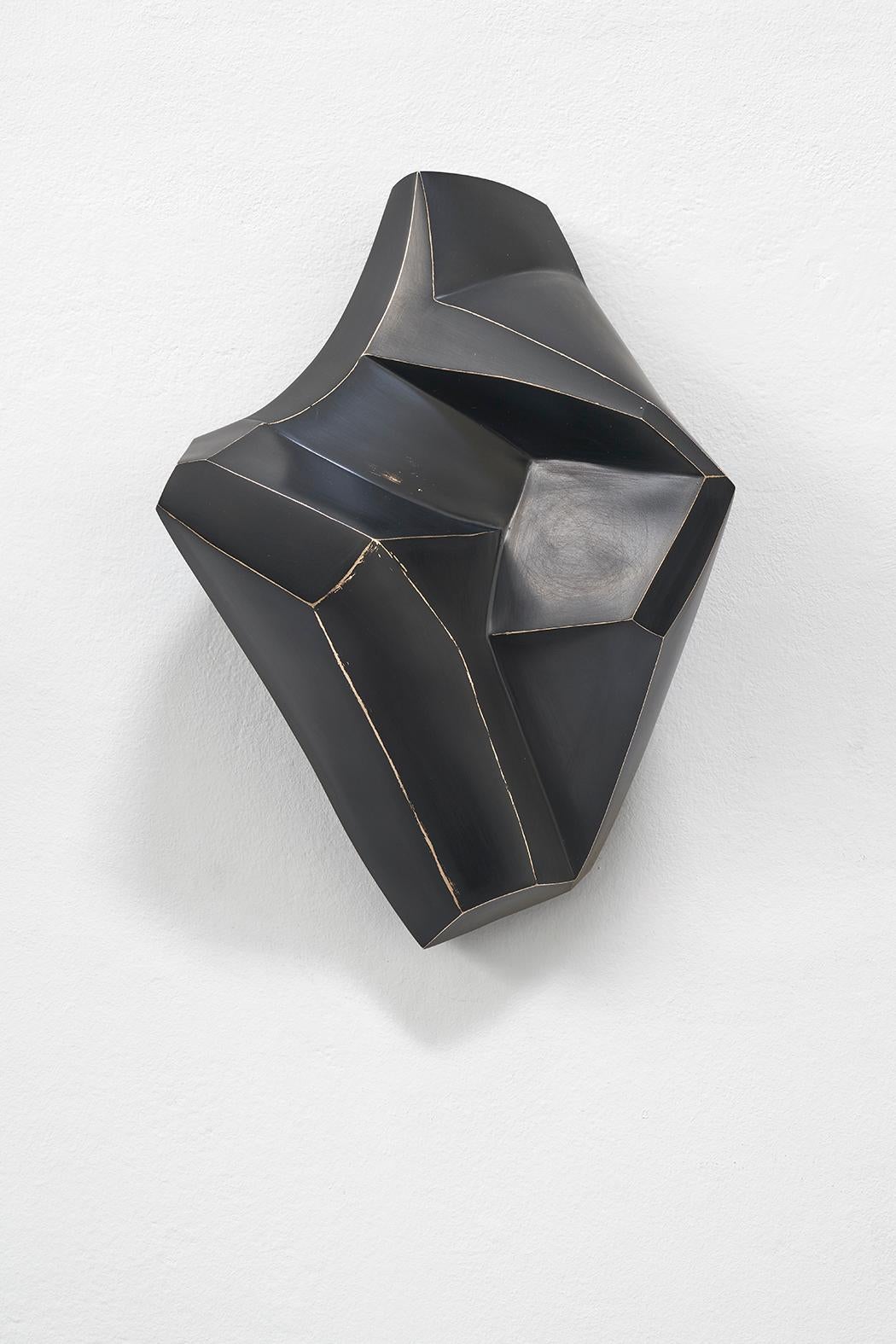 Black Sculpture 'Wandobjekt' by Carola Eggeling, Patinated Bronze For Sale 1