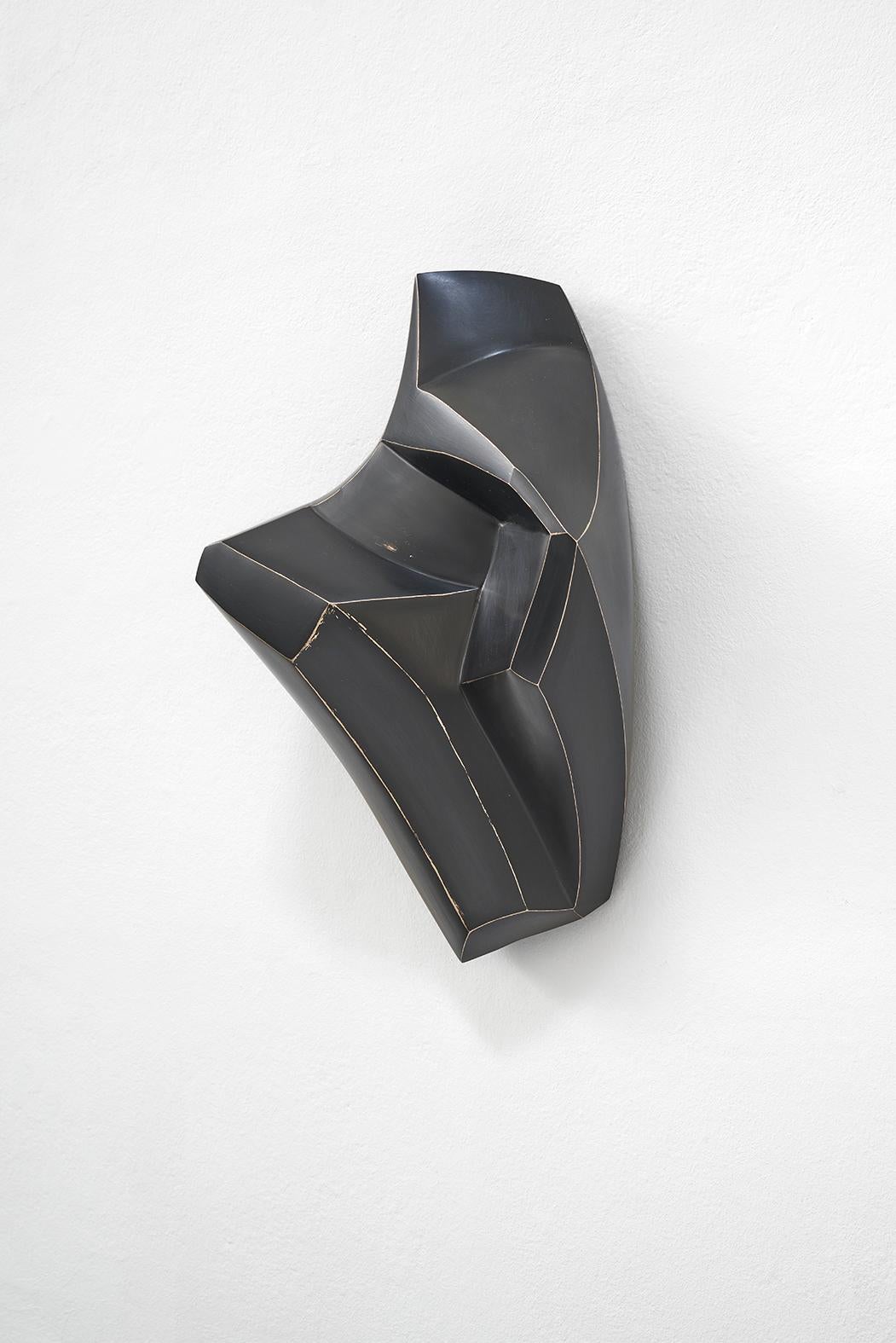 Black Sculpture 'Wandobjekt' by Carola Eggeling, Patinated Bronze For Sale 2