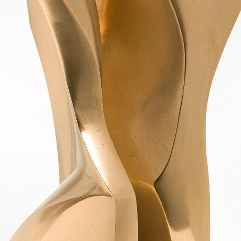 Abstract sculpture with beautiful curved lines and golden skin. 

Polished bronze sculpture
Signed and numbered by the artist
Limited edition 6/9
Measures: 28 x 13 x 10 cm.
 