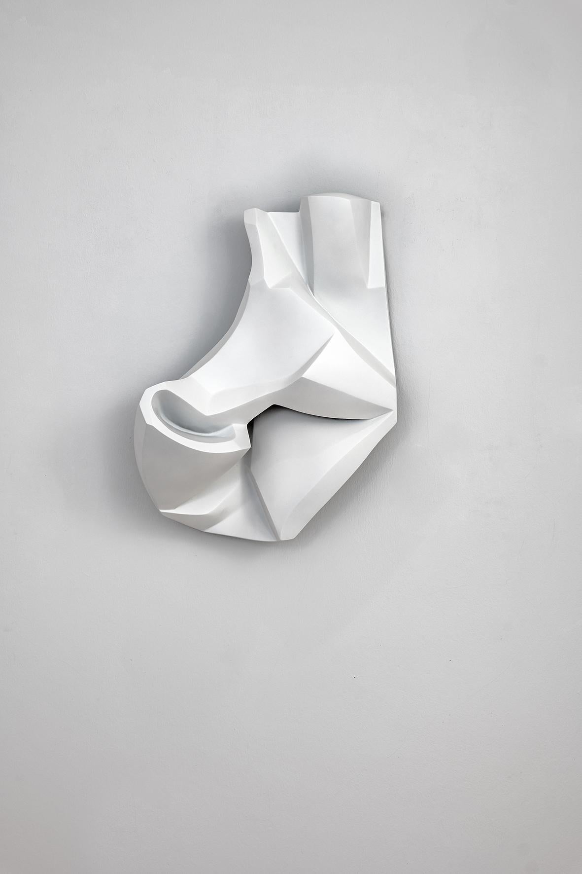 Sculpture murale blanche 'Wandobjekt 04/21' de Carola Eggeling, en aluminium laqué en vente 1