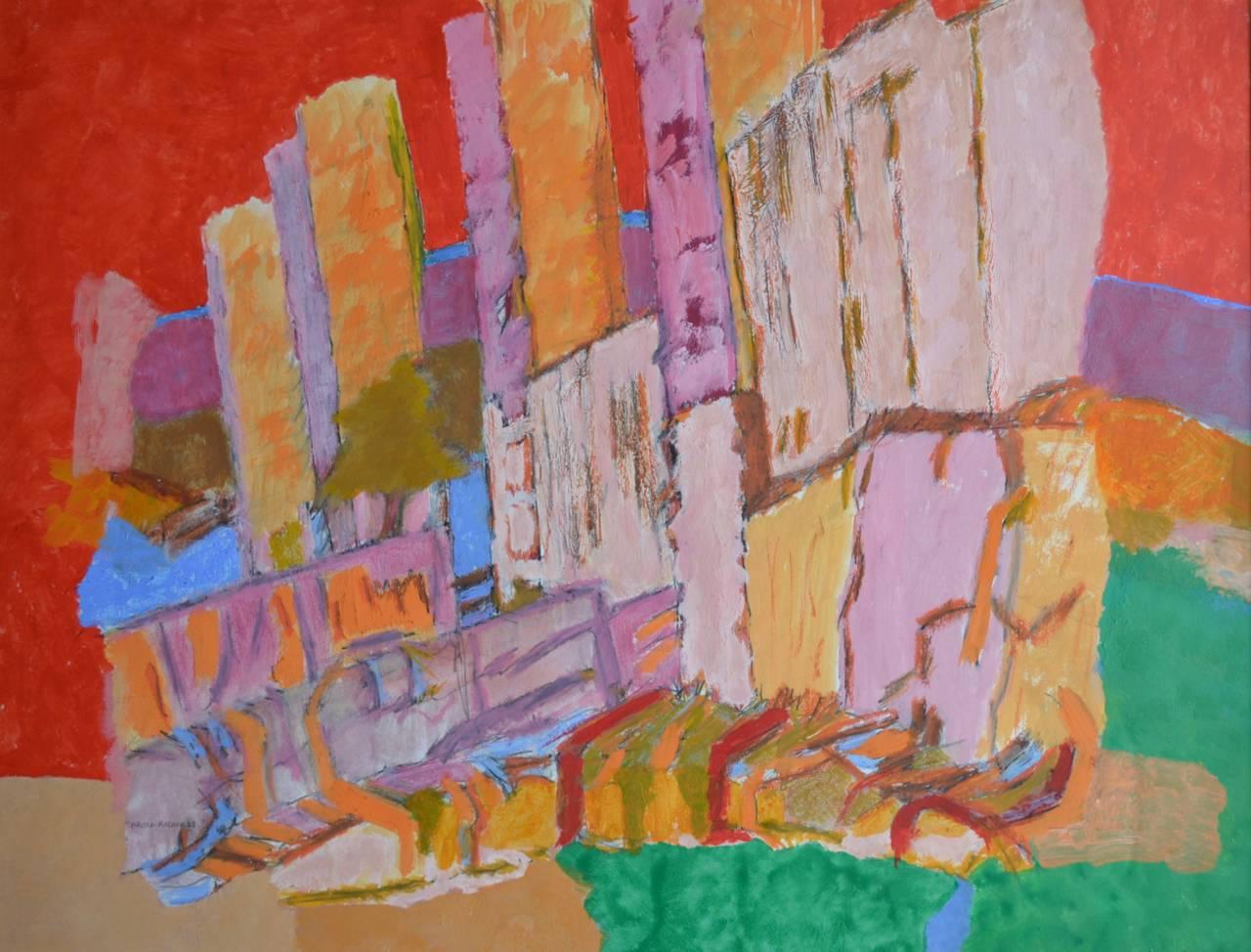 City Skyline. Contemporary Abstract Expressionist Painting - Mixed Media Art by Carola Richards