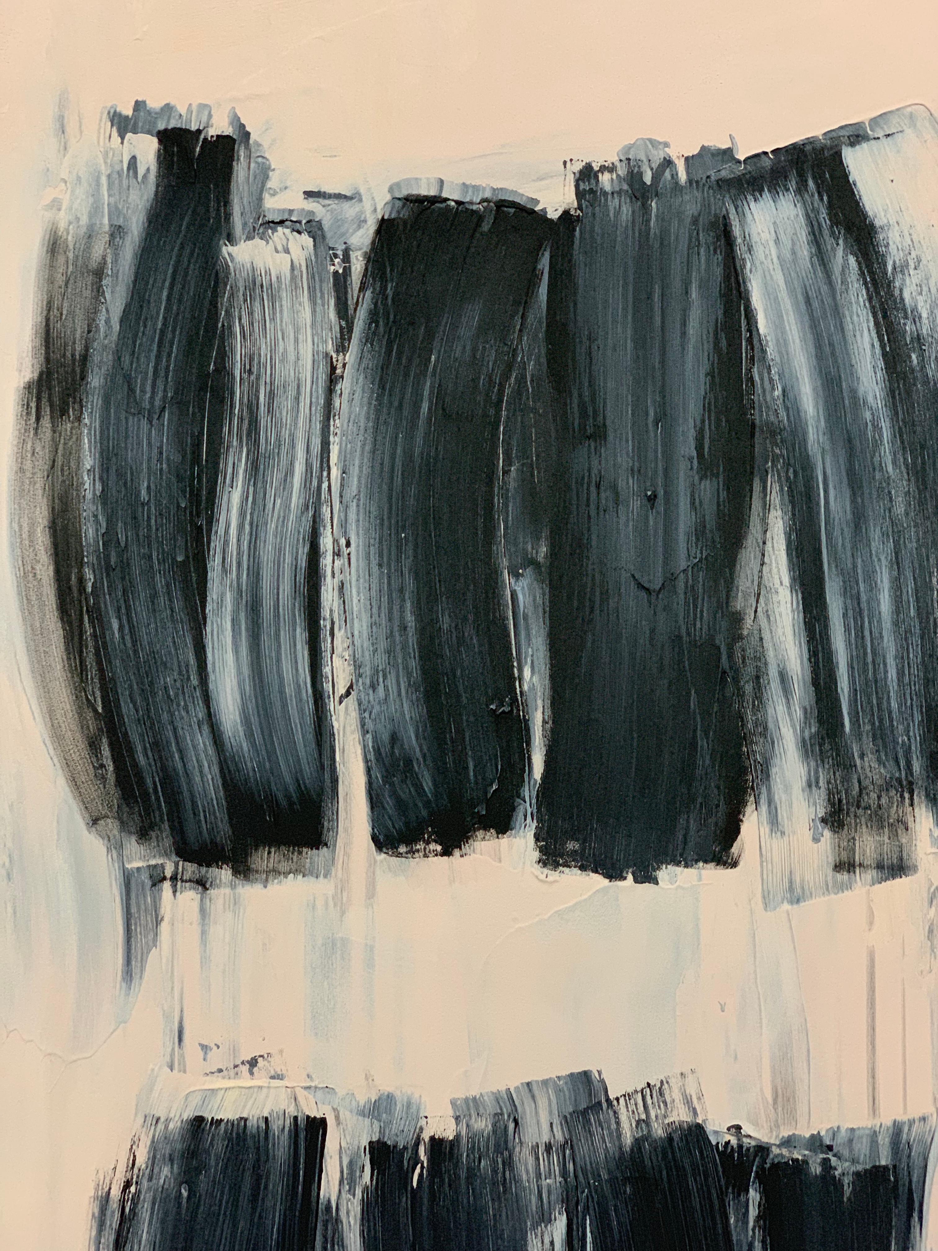 After Melancholia III abstract black beige painting – Painting von Carolanna Parlato