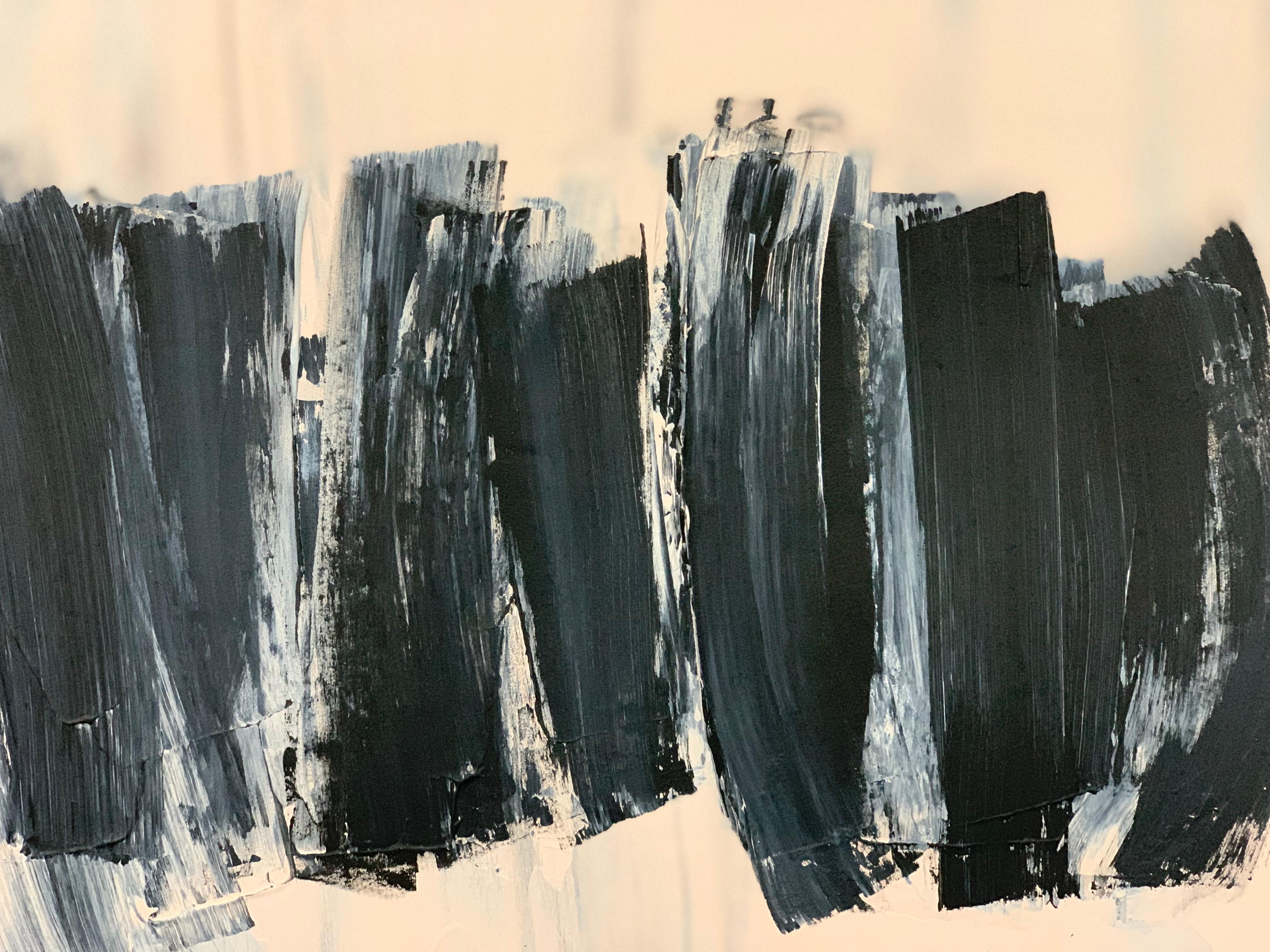 After Melancholia III abstract black beige painting (Beige), Abstract Painting, von Carolanna Parlato