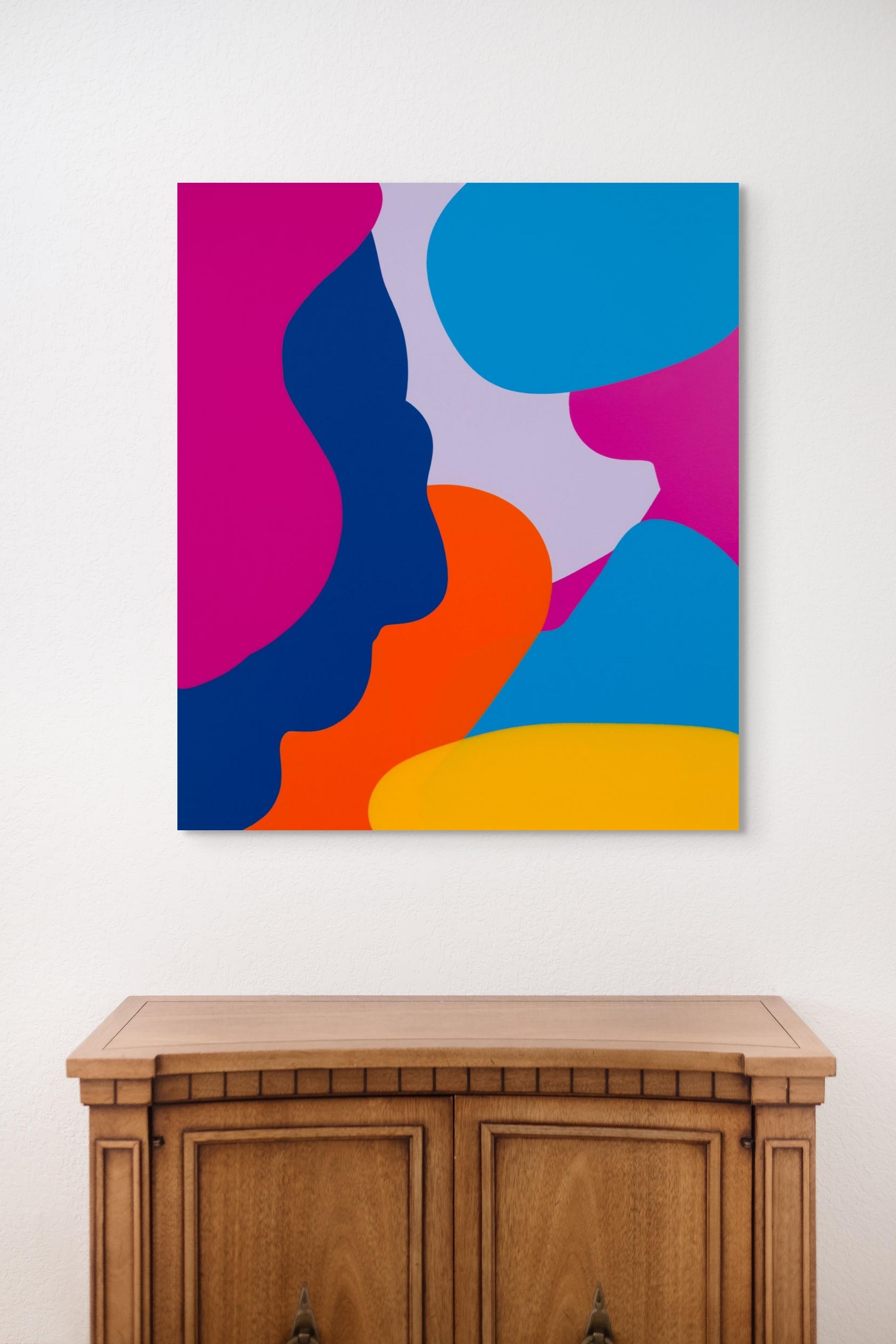 Breakers, 2024, vibrant, acrylic and pouring mediums on canvas - Painting by Carolanna Parlato