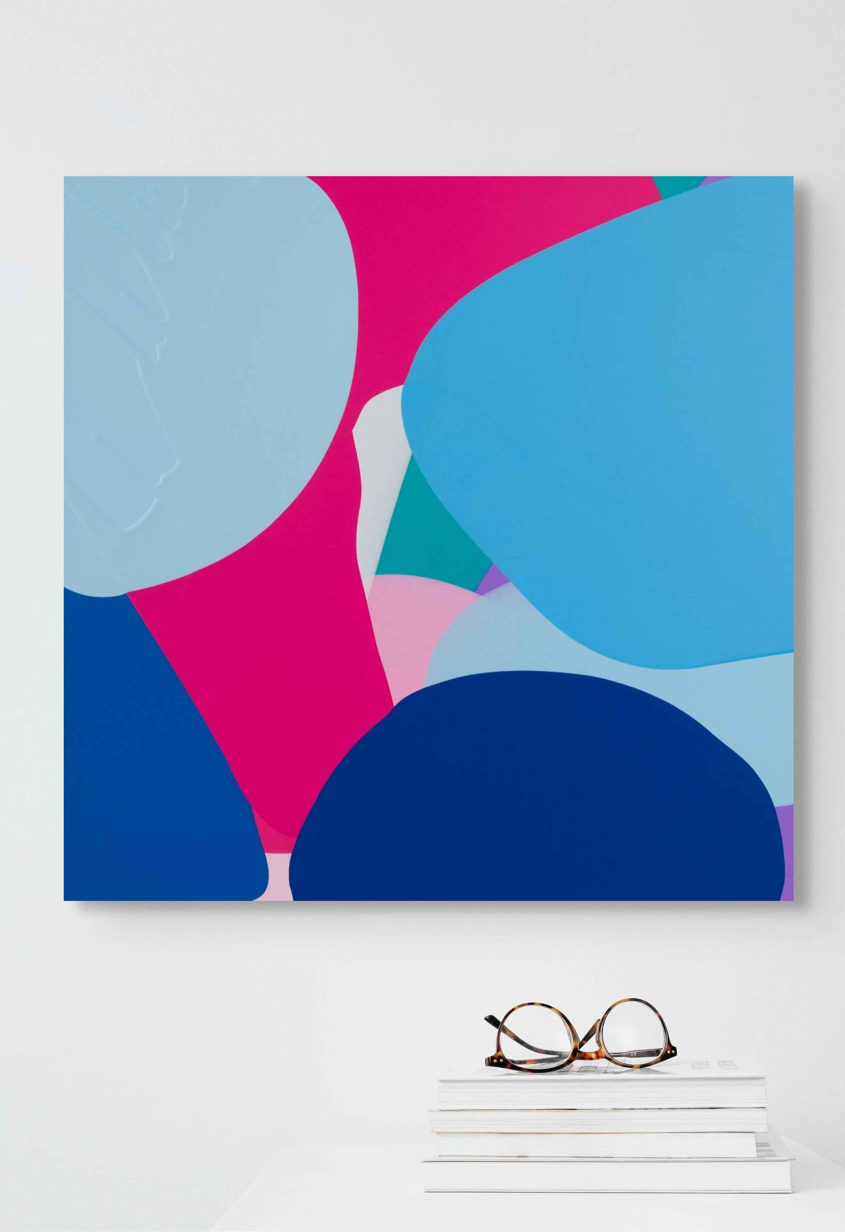 Bump, 2024, lebendig, Acryl und Gießtechniken auf Leinwand – Painting von Carolanna Parlato