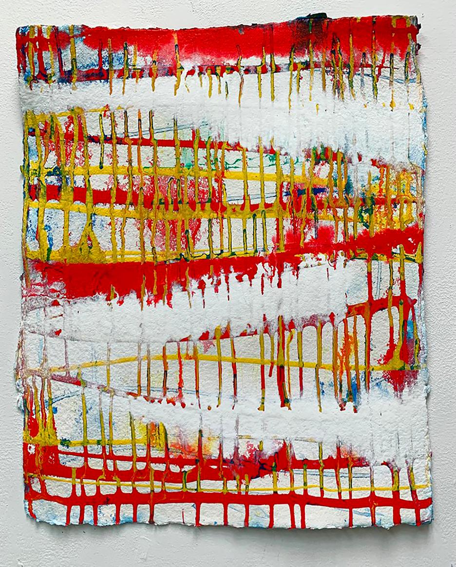 Carolanna Parlato Abstract Painting - Flow,  Vibrant & Abstract Acrylic on Handmade Paper