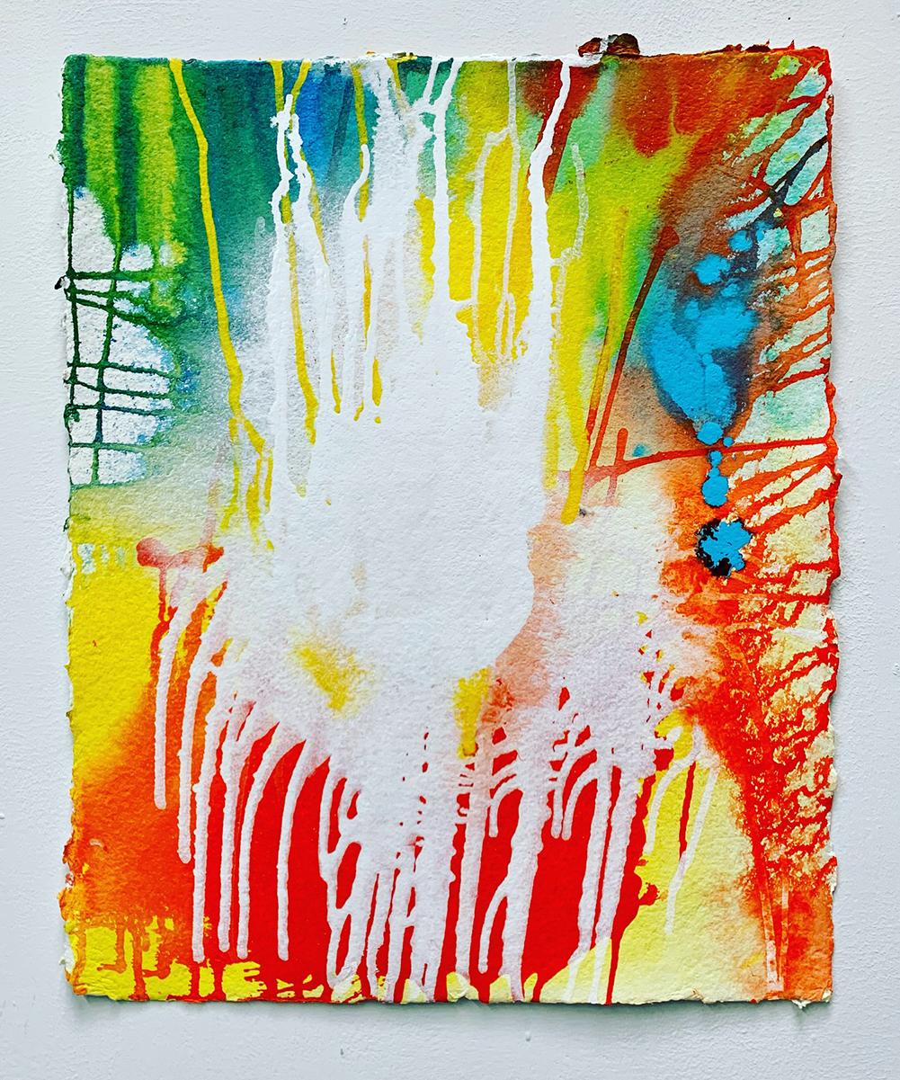 Carolanna Parlato Abstract Painting - July, Vibrant & Abstract Acrylic on Handmade Paper