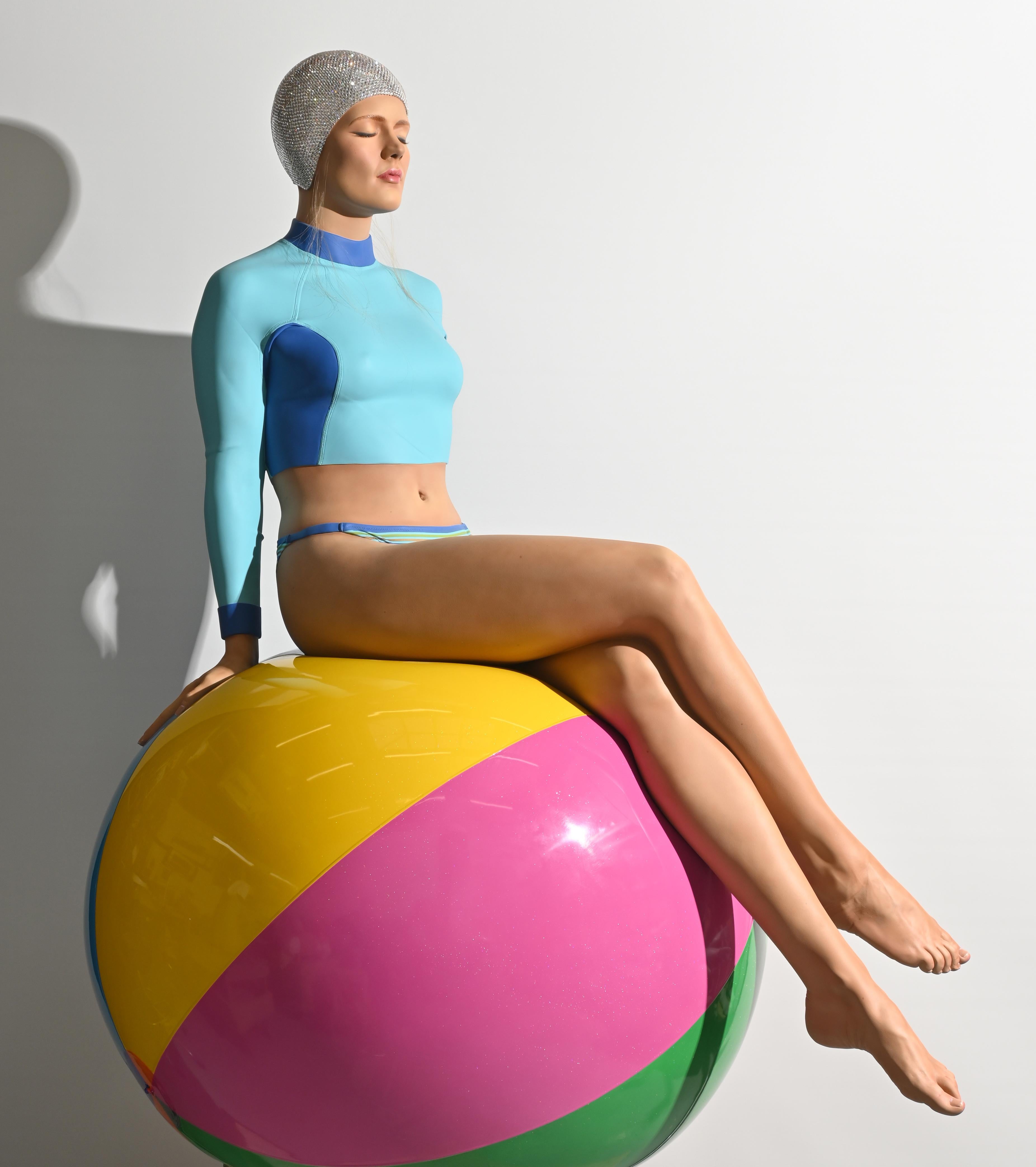 Bibi on the Ball - Life-Size - Indoor/Outdoor - Contemporary Mixed Media Art by Carole A. Feuerman