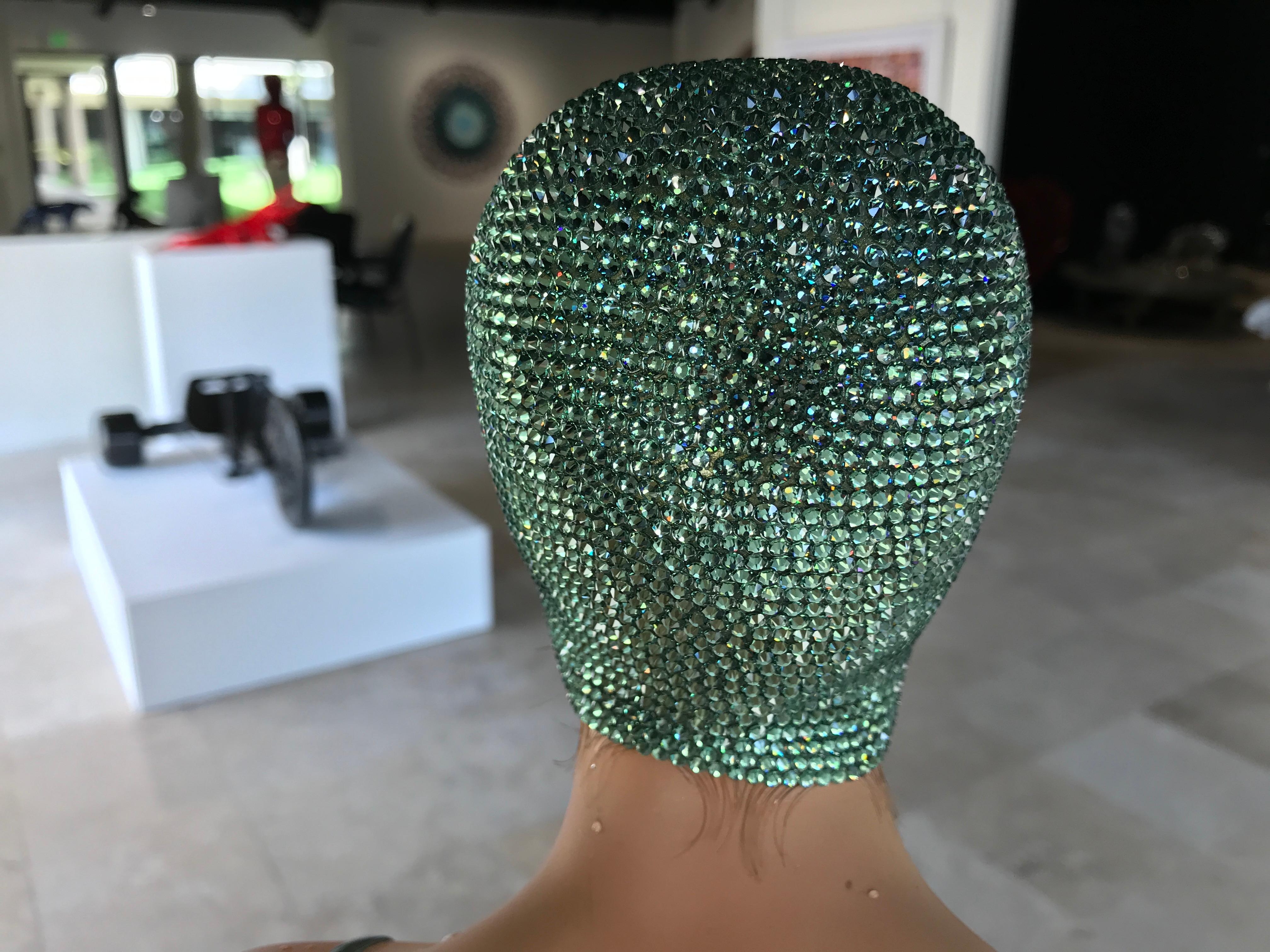Miniature Balance Green w/ Swarovski Crystal Cap - Carole Feuerman - Contemporary Sculpture by Carole A. Feuerman