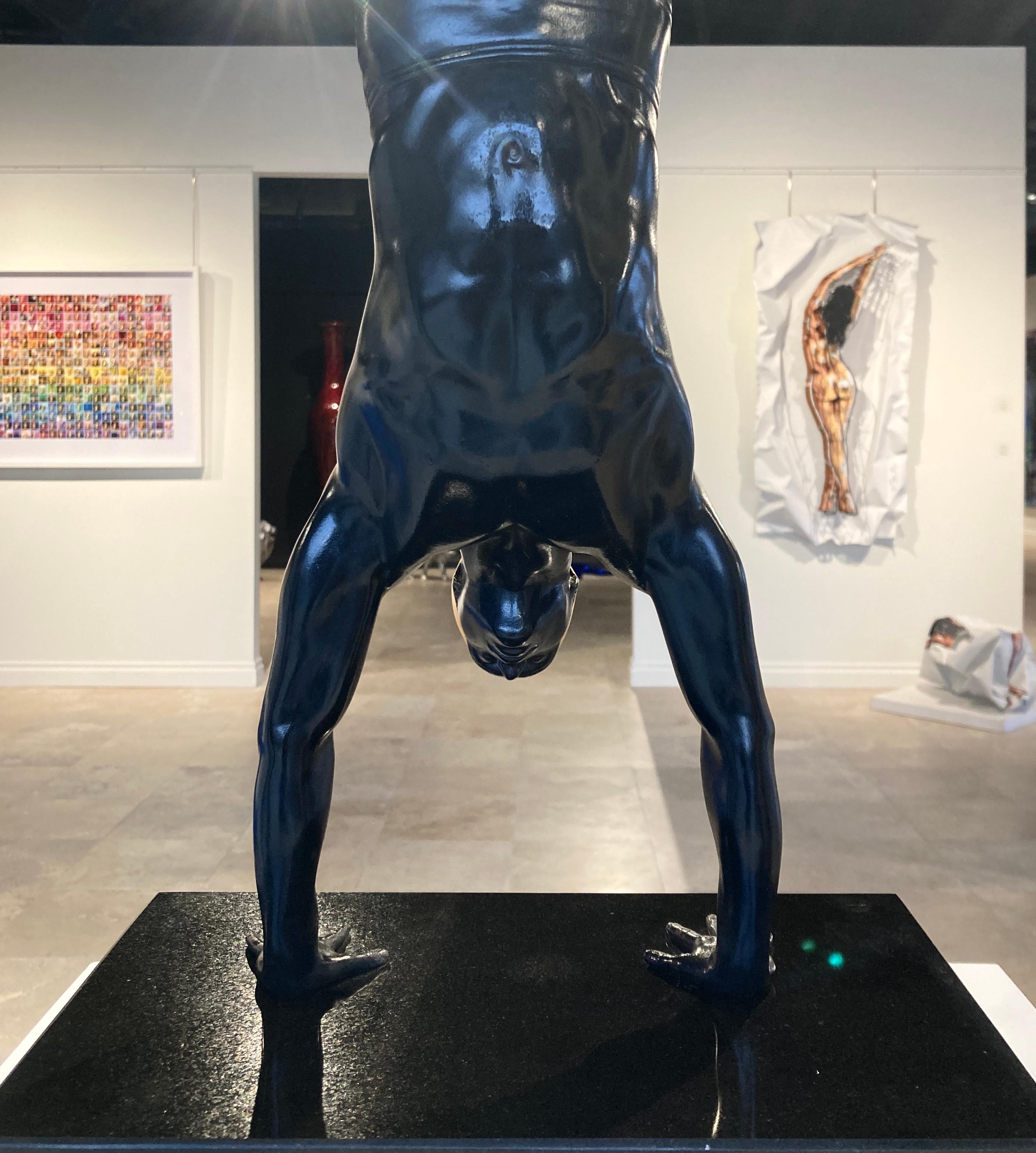 Miniature Diver Bronze with Gold Leaf - Contemporary Sculpture by Carole A. Feuerman