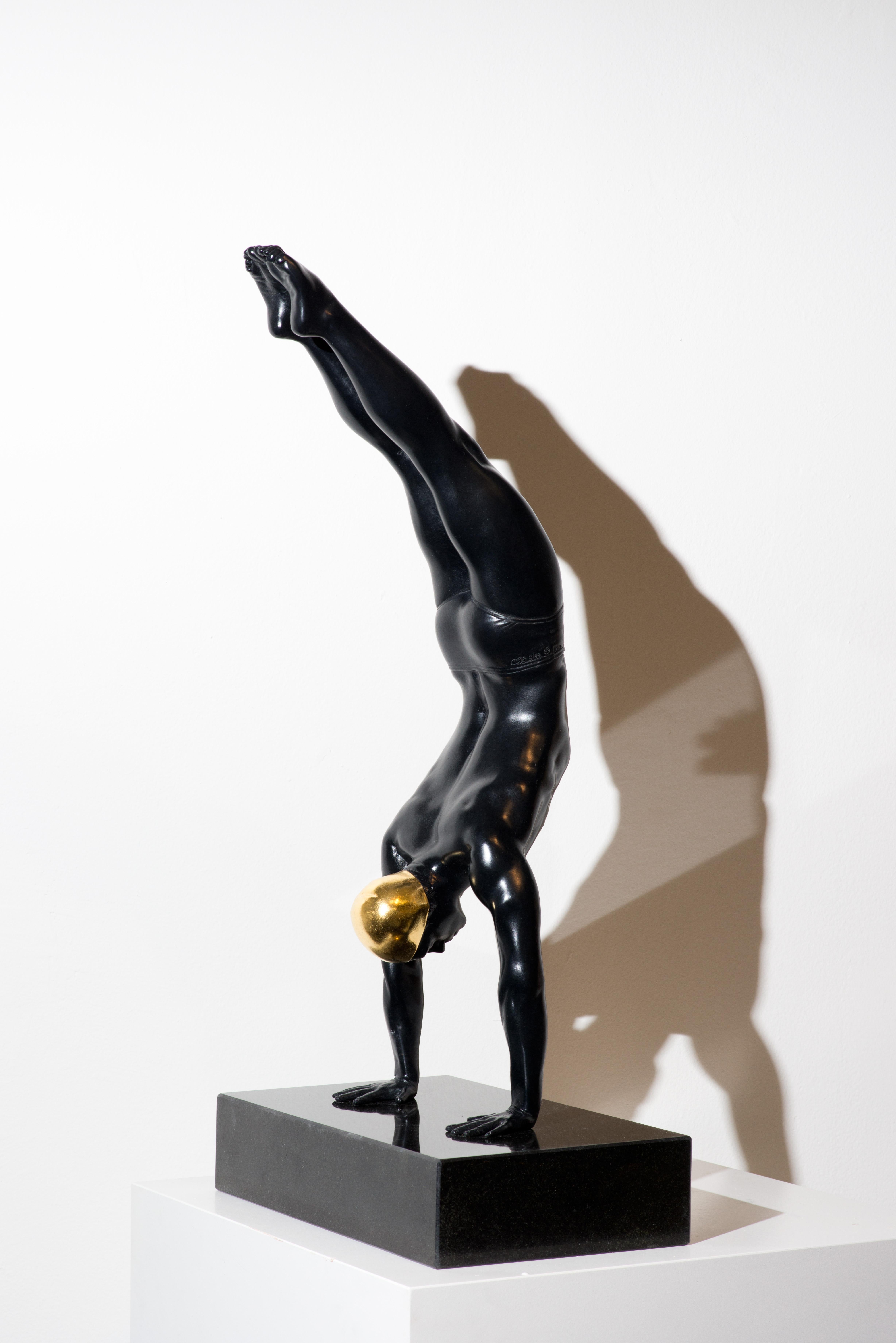 Miniature Diver Bronze with Gold Leaf 1