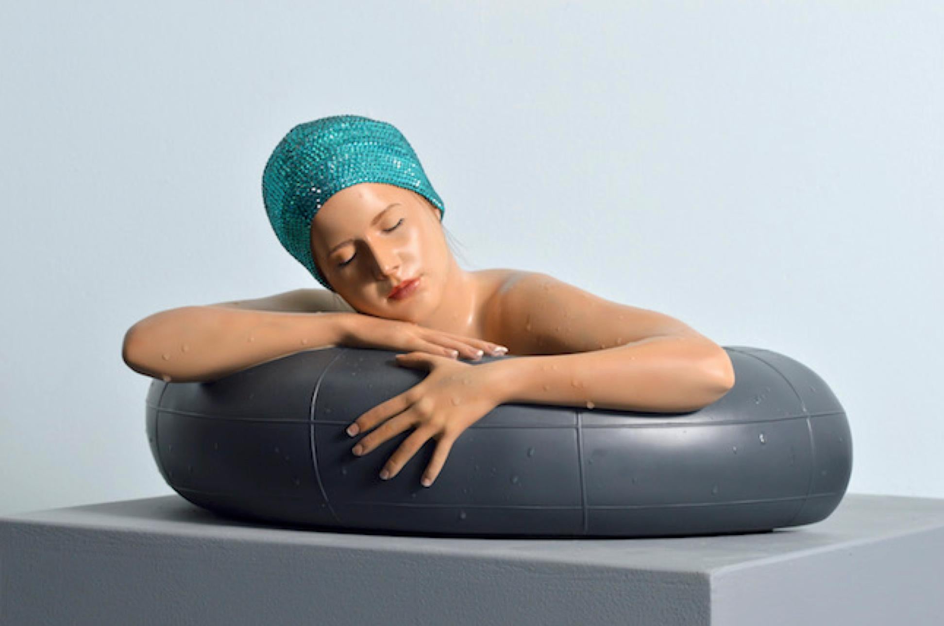 Carole A. Feuerman Figurative Sculpture - Miniature Serena with Crystal Cap (Zircon)