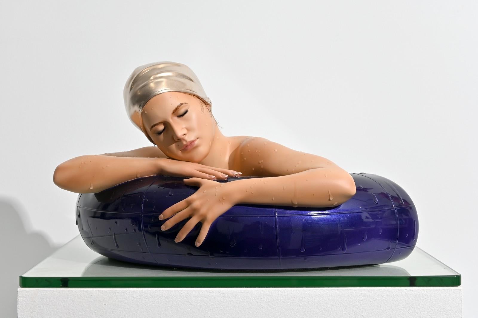 Serena with Purple Tube 2/10 - hyperrealism, female, resin sculpture