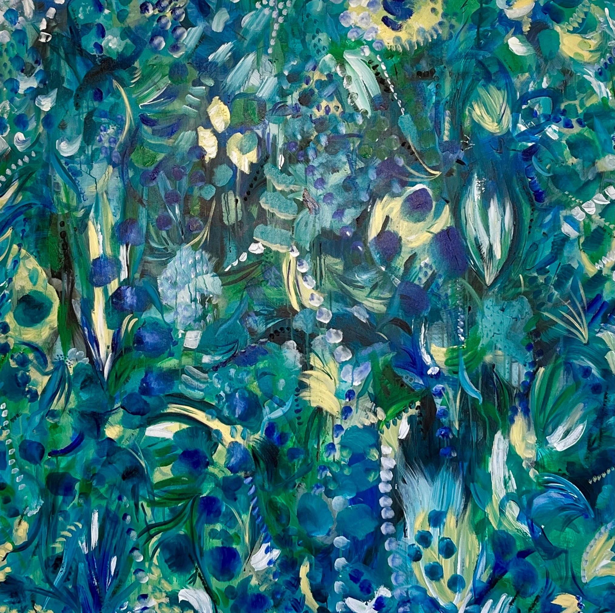 "After Rain" Abstract Painting 48" x 48" inch by Carole Baines