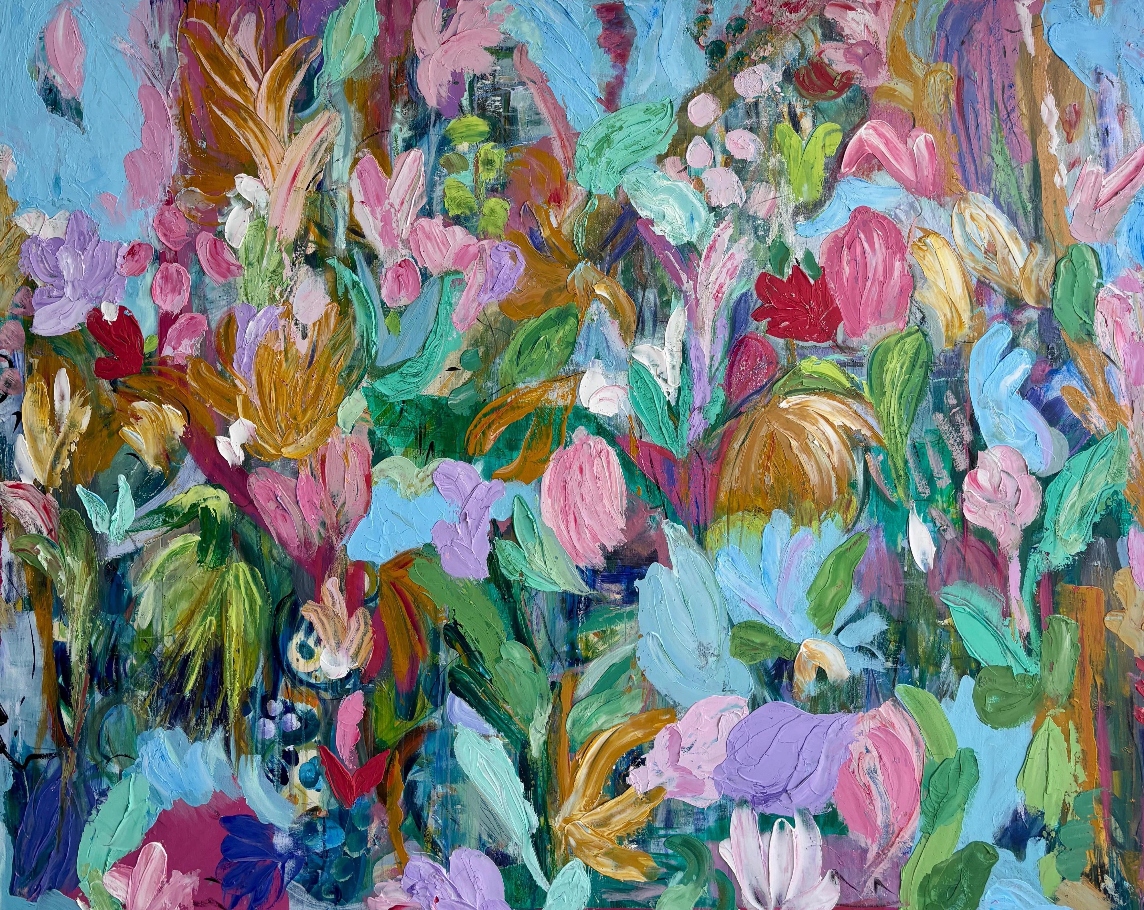 "Chance Encounter" Abstrakte Malerei 48" x 60" Zoll von Carole Baines