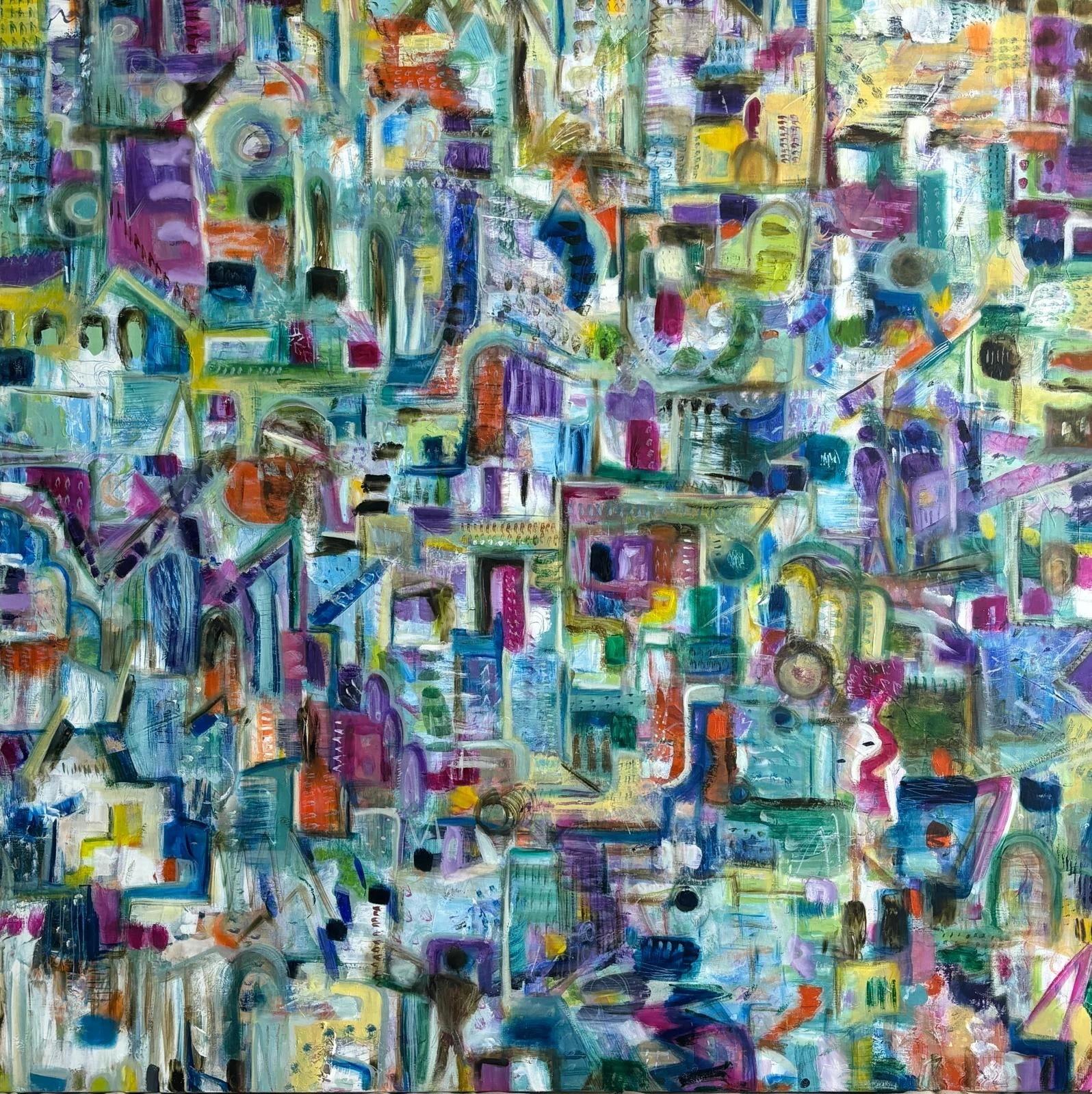 "Gemstones" Abstract Painting 48" x 48" inch by Carole Baines