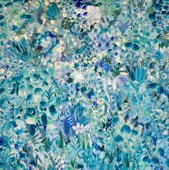 Quadro astratto "Jacaranda" 48" x 48" pollici di Carole Baines