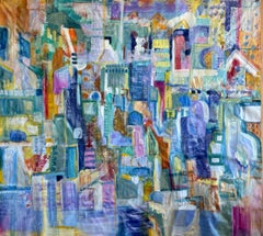 "Labyrinth" Abstract Painting 83" x 83" inch by Carole Baines