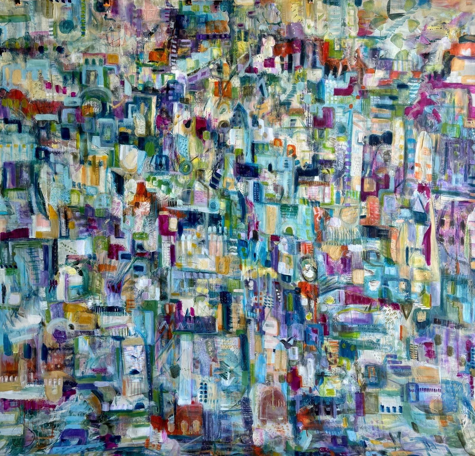 "Nowhere to Land I" Abstract Painting 91" x 87" inch by Carole Baines
