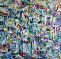 "En ningún sitio aterrizar I" Pintura abstracta 91" x 87" pulgadas por Carole Baines