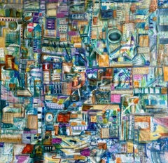 "Nowhere to Land III" Abstract Painting 83" x 87" inch by Carole Baines