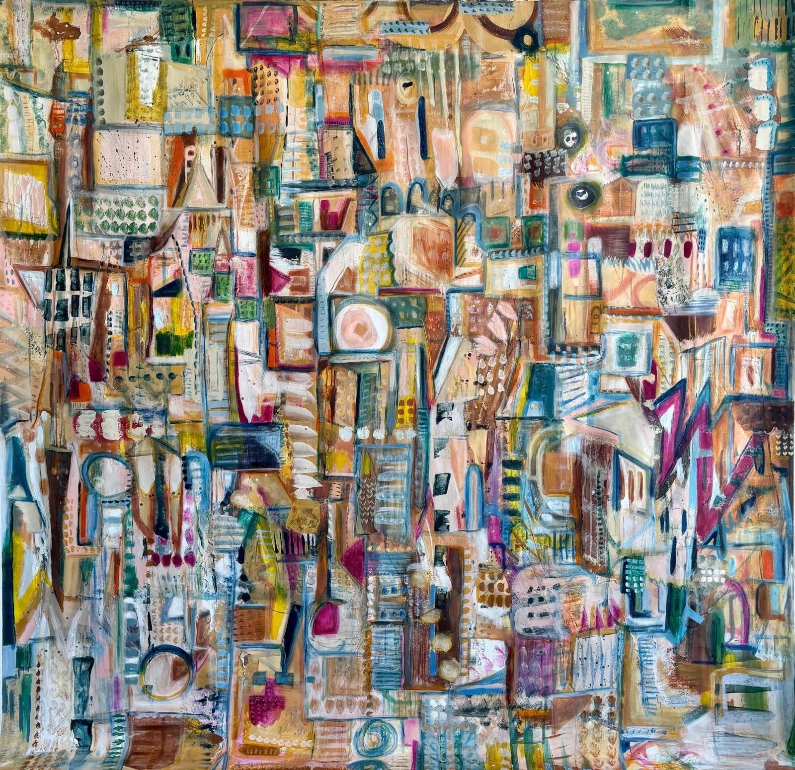 "Nowhere to Land IV" Abstraktes Gemälde 83" x 87" Zoll von Carole Baines