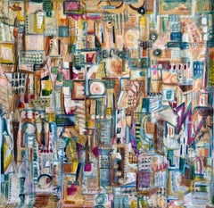 Peinture abstraite "Nowhere to Land IV" 83" x 87" inch par Carole Baines