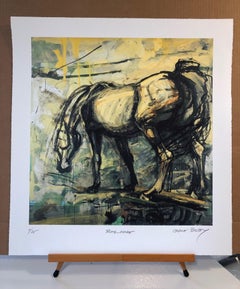"Black Mare' Expressionistic print of a painting of a powerful black horse -9/25