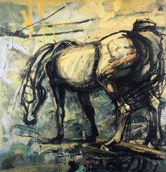 "Black Mare' Expressionistic print of a painting of a powerful black horse -9/25
