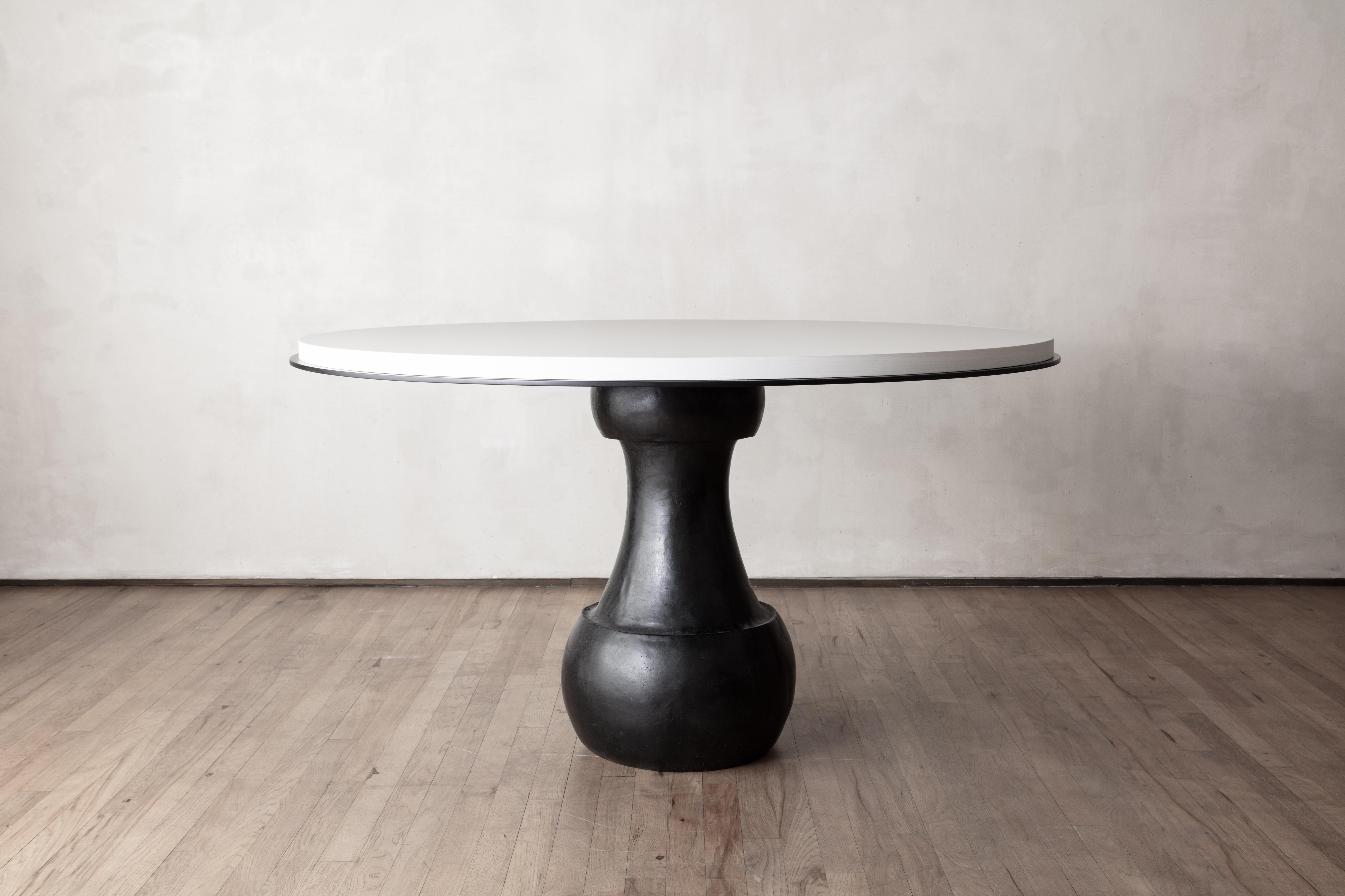 Art Deco 'Carole' by Michel Amar, Paris, Cast Bronze Table with White Birchwood Top For Sale