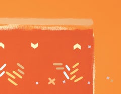 Elona  (dipinto astratto, arancione, geometrico, motivo, grande, acrilico su tela)