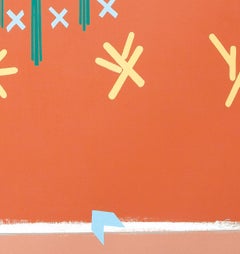 Kachma (dipinto astratto, arancione, motivo, geometrico, grande, acrilico su tela)