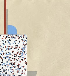 Pueblo V (geometric, neutrals, acrylic on paper painting)