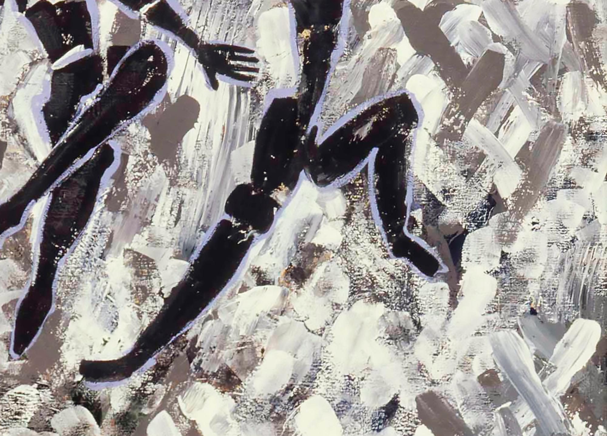 Scali, abstract figures, black and white acrylic painting on linen  For Sale 3