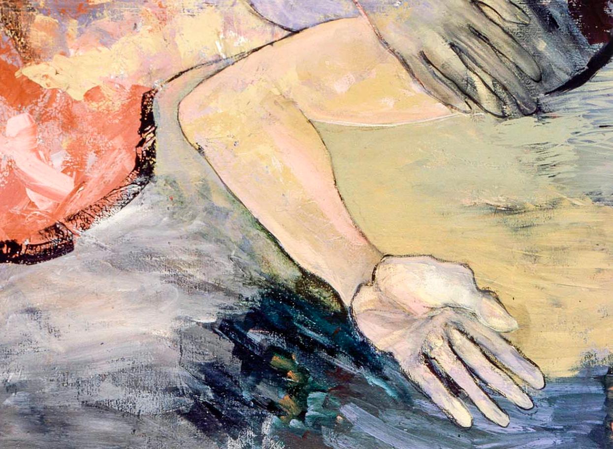 Tessa (figura, gestual, colores oscuros, pintura acrílica) - Figurative Painting Marrón de Carole Eisner