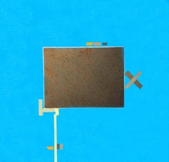 Turq (geometric, blue, texture, acrylic on paper painting)