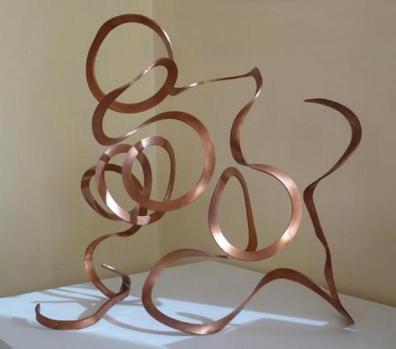 Carole Eisner Abstract Sculpture - Coiled, abstract copper sculpture