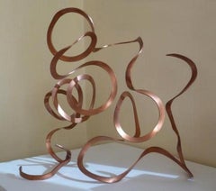 Coiled, abstract copper sculpture