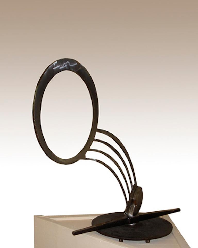 Carole Eisner Abstract Sculpture - Deco, four foot welded steel sculpture, 2004