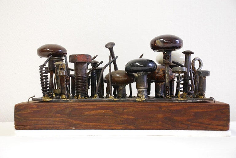 Carole Eisner DoorKnobs, scrap metal abstract sculpture For Sale at