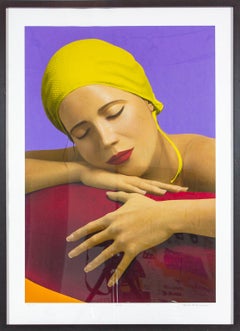 Artist proof "Serena with Yellow Cap" mixed media print by Carole A. Feuerman