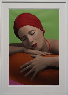 "Serena with Cap (Green)" signed archival mixed media print by Carole Feuerman