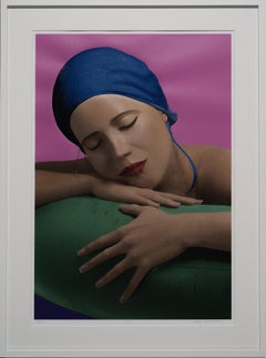 "Serena with Cap (Pink)" signed archival mixed media print by Carole A. Feuerman