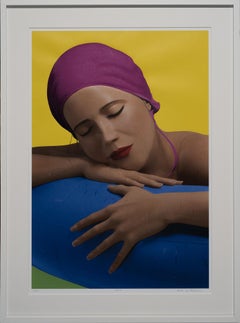 "Serena with Cap (Yellow)" archival mixed media print by Carole A. Feuerman