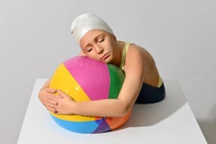 Miniature Brooke with Beach Ball by Carole Feuerman - Hyperrealistic Sculpture