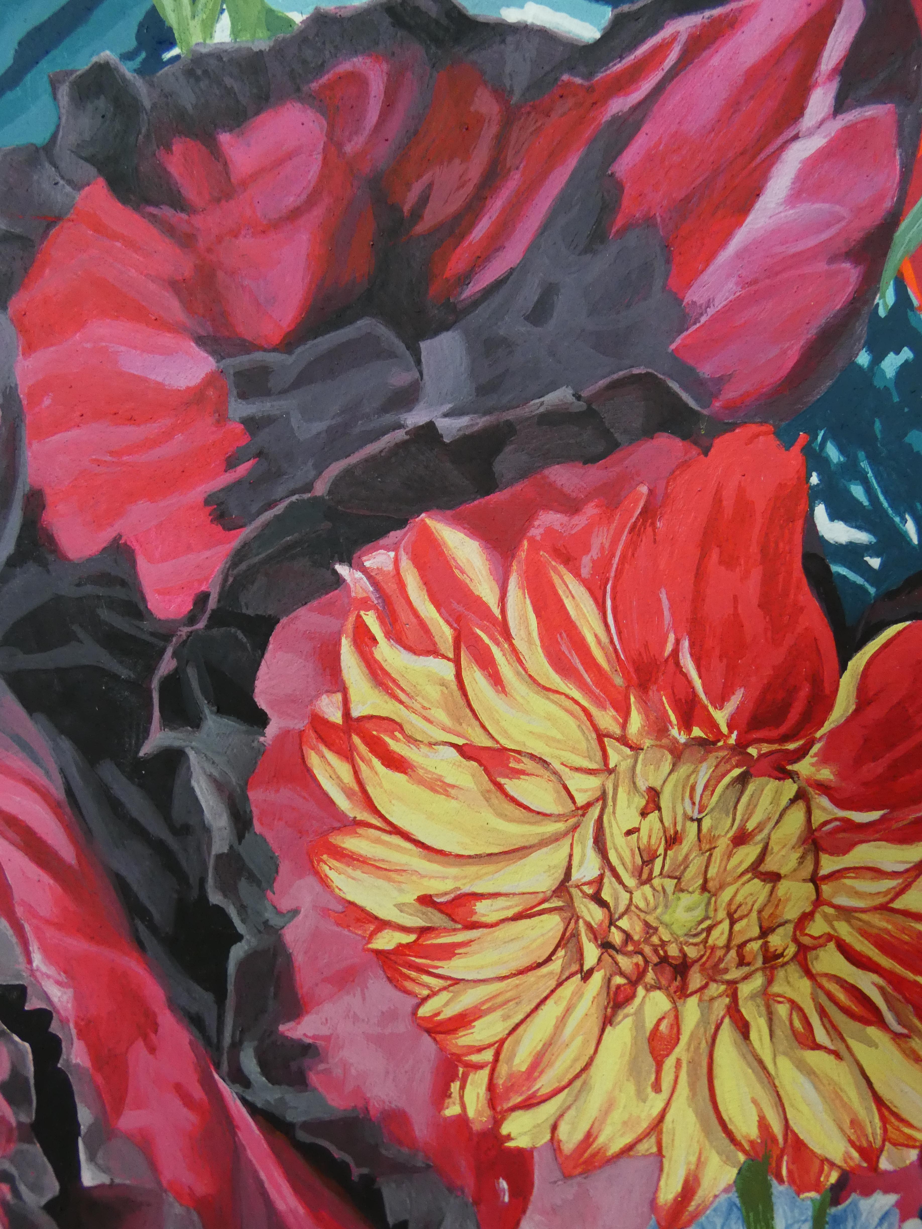 On edge Carole Fontana Contemporary painting art flower colour plant nature For Sale 1