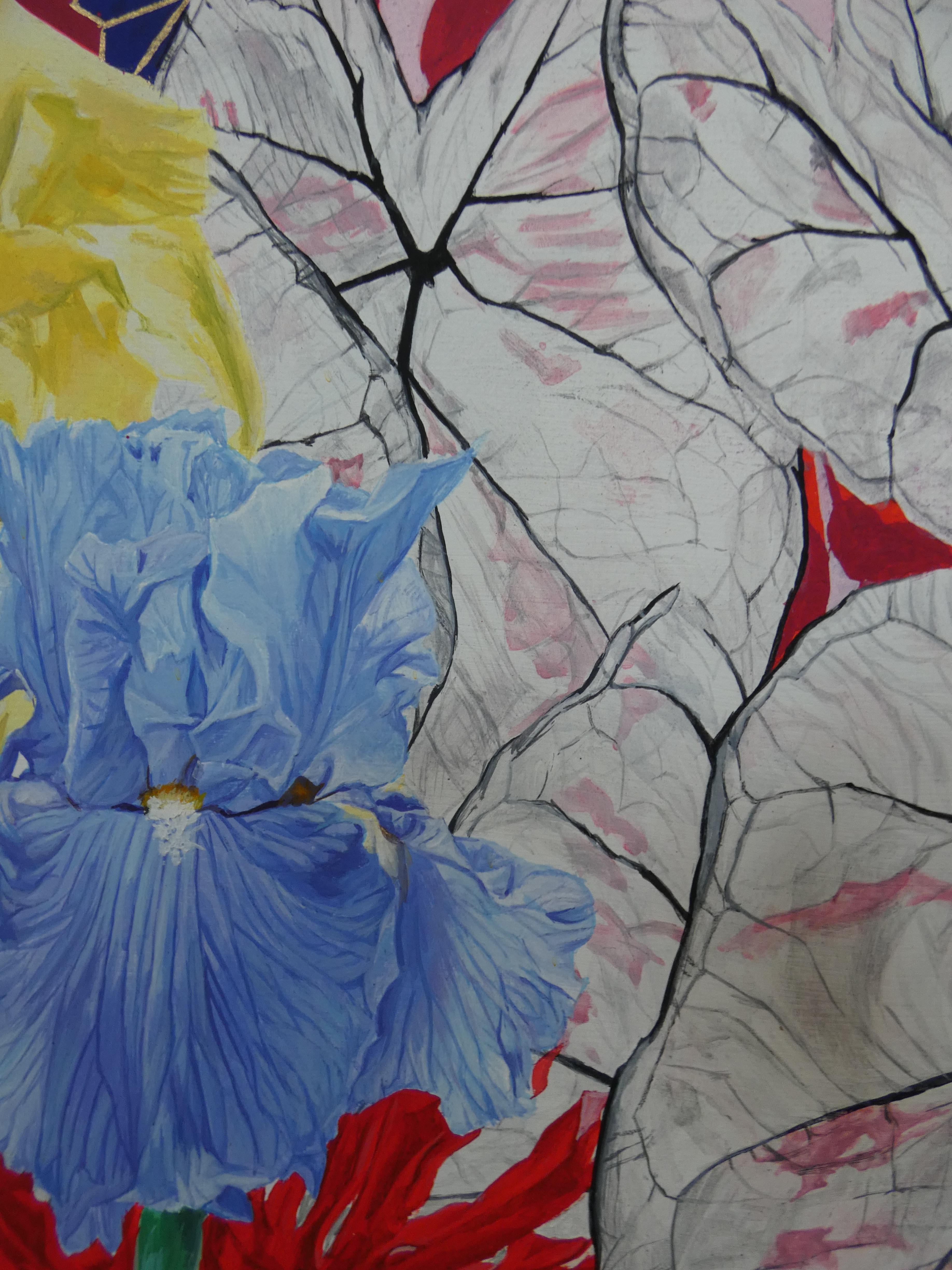 On edge Carole Fontana Contemporary painting art flower colour plant nature For Sale 3
